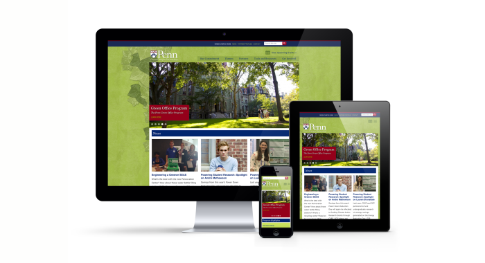 Penn Green Campus Partnership responsive design Penn Green Campus Partnership Website on iMac, iPad, and iPhone